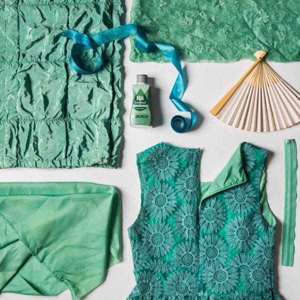 Textiles and accessories dyed with Rit DyeMore Peacock Green