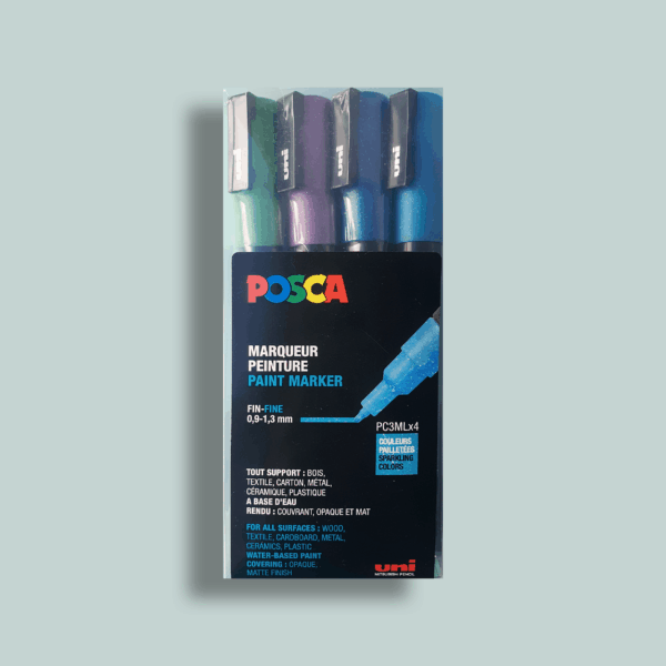 UNI POSCA verfmarker set Glitter 4x fijne punt (PC-3M)