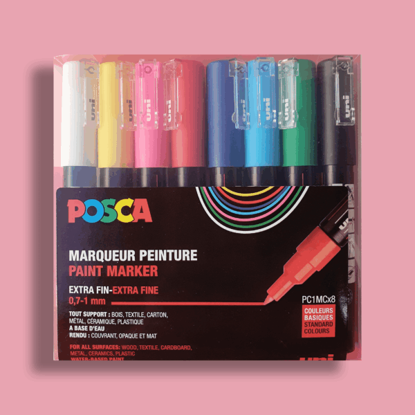 UNI POSCA paint marker set 8x 3M Basic colors