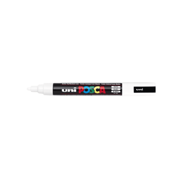 Uni Posca verfmarker PC-5M Medium punt – Losse stift - White (nr. 1)