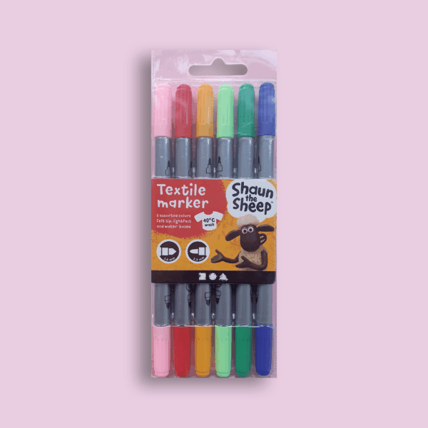 Textielstiften set van 6 Creotime dubbele punt