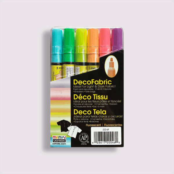 Textielstiften set van 6 Neon kleuren - DecoFabric