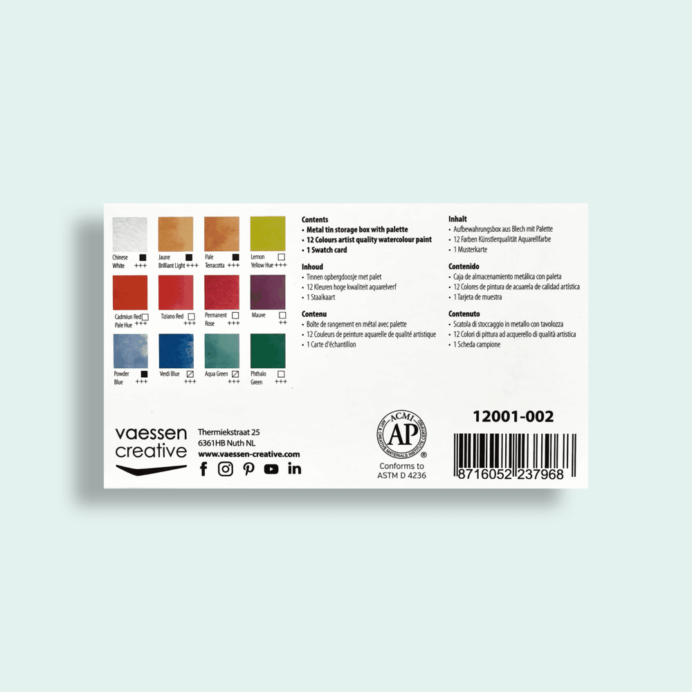 Aquarelverf Vaessen Creative 12 Pastel kleuren - Afbeelding 2