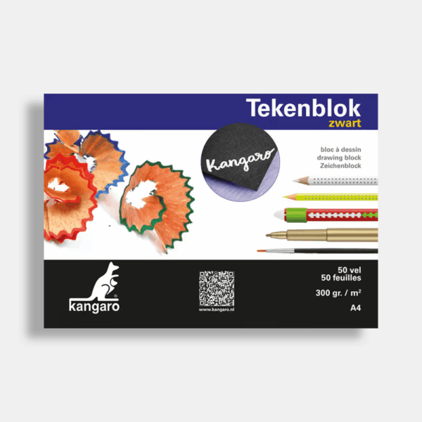 Tekenblok 50 zwarte vellen A4 landscape - Kangaro