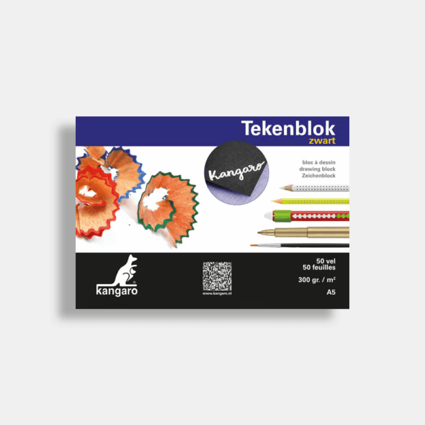 Tekenblok 50 zwarte vellen A5 landscape - Kangaro