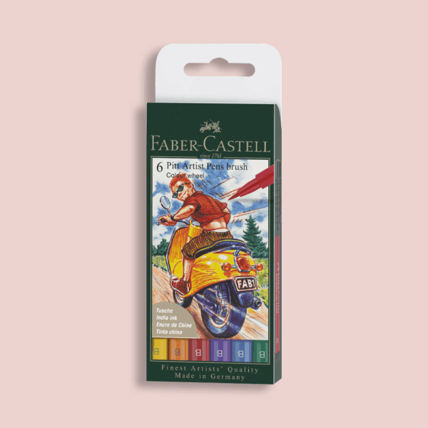 Drawing pen set for drawings Colour wheel 6 pieces Pitt Artist Faber-Castell