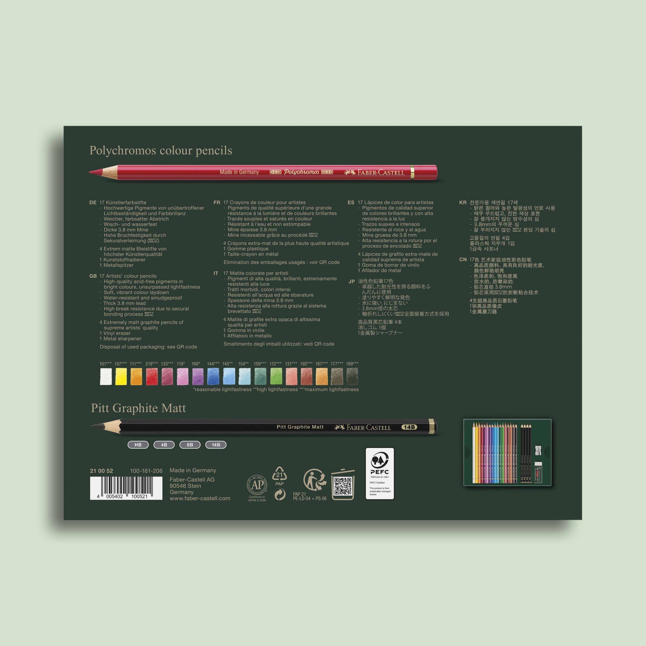 Faber-Castell Tekenset Polychromos en Pitt Grafiet Mat 23-delig - Afbeelding 3