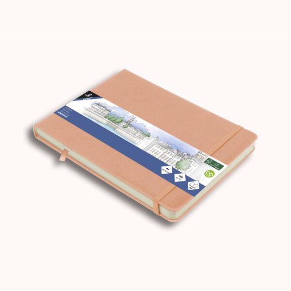 Schetsboek Kangaro A5 Landscape 140gr 80 vel roomwit met elastiek en lint