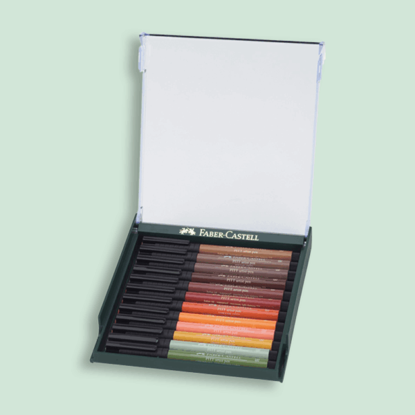 Faber-Castell Pitt Artist Pen Brush - set 12 stuks Aarde tinten