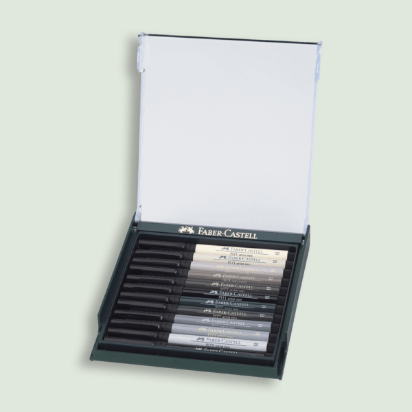Faber-Castell Pitt Artist Pen Brush - set 12 stuks Grijstinten