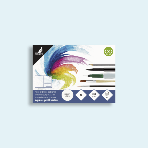 Aquarelpapier 15 vel 300 grams A6 blanco postkaarten - Kangaro