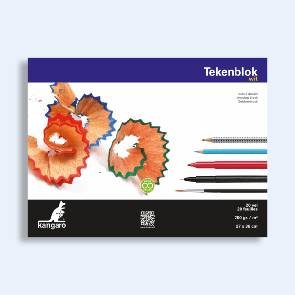 Tekenblok 27x36cm landscape 200 grams papier wit 20 vellen - Kangaro