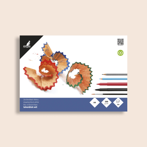 Tekenblok A4 landscape 200 grams papier wit 20 vellen - Kangaro
