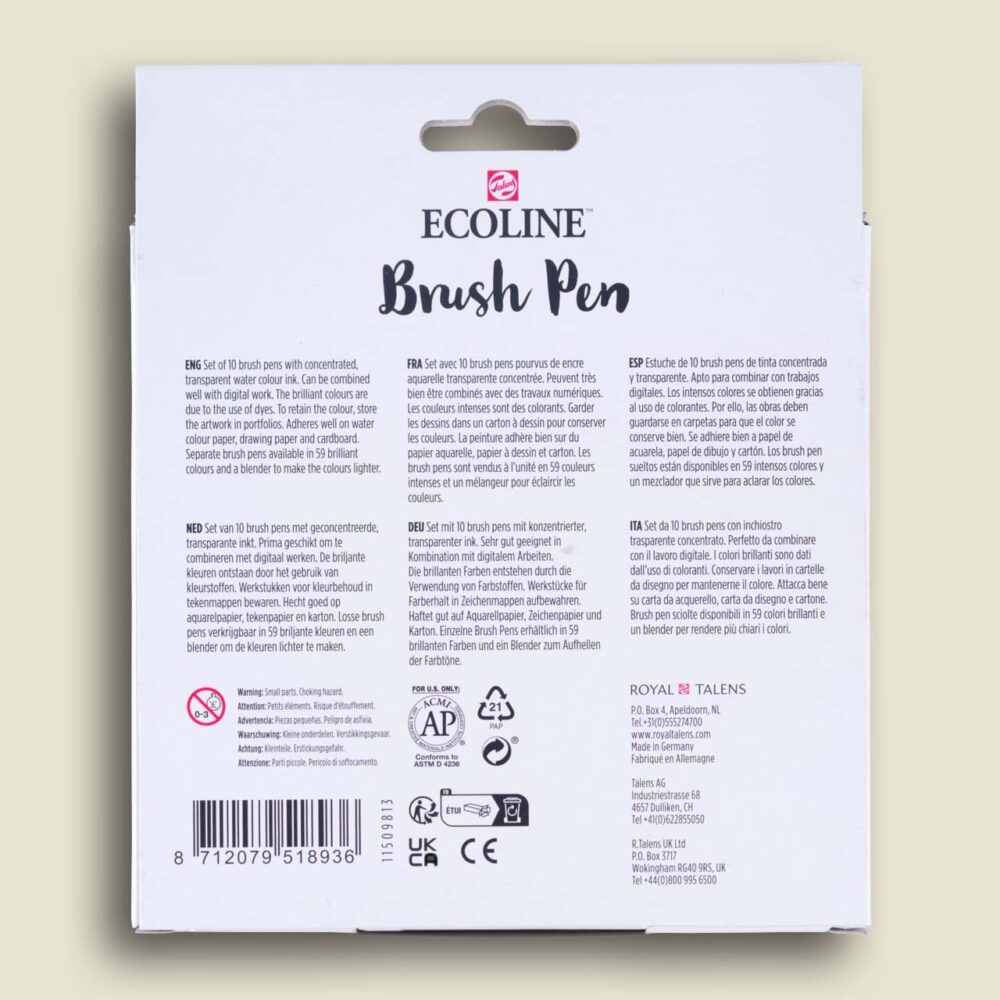 Ecoline Brush Pen Set Clear – 10 colours - Image 2