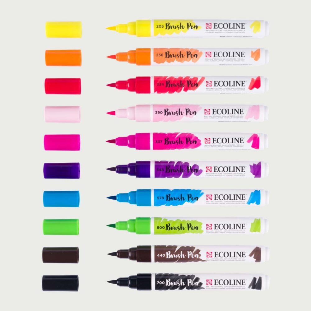 Ecoline Brush Pen Set Clear – 10 colours - Image 4