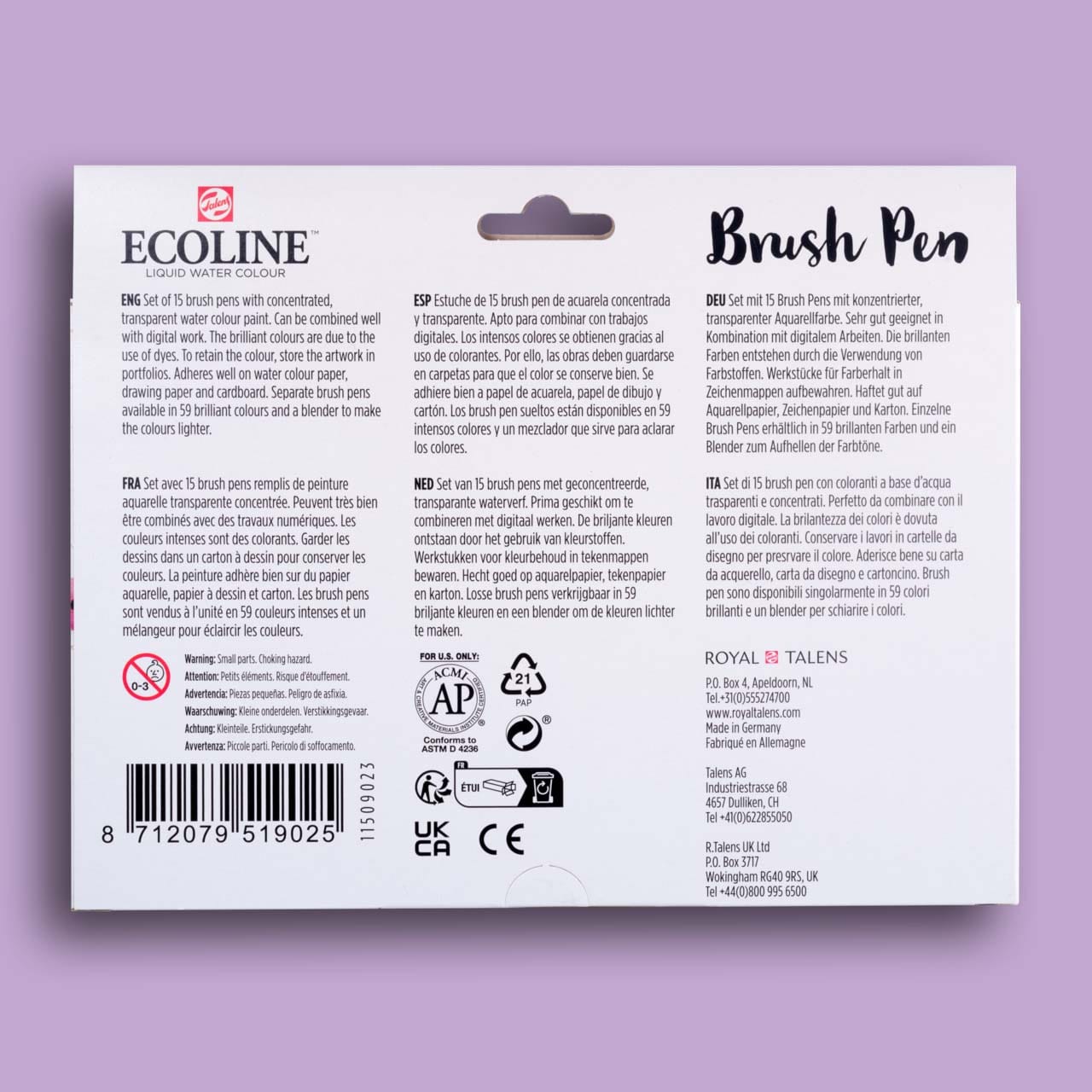 Ecoline Brush Pen Set Primair – 15 kleuren - Afbeelding 2