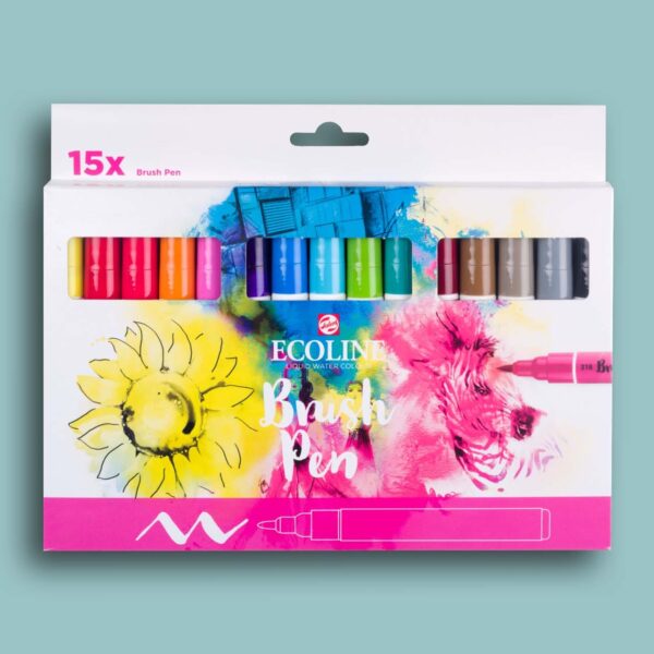 Ecoline Brush Pen Set Primary – 15 colours