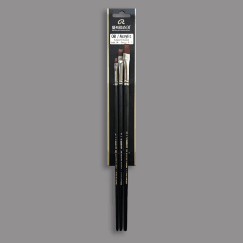 Rembrandt set of 3 flat brushes for oil and acrylic paint - Series 290 no. 4-8-12