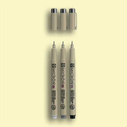 Sakura Pigma Micron 05 set - 3 fineliners black and gray - Image 3