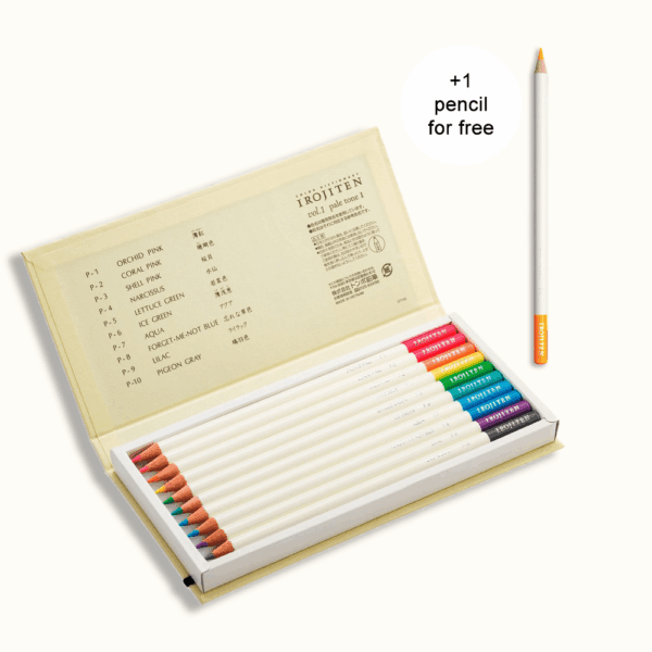 Tombow IROJITEN kleurpotloden set (Vol. 1 / Pale Tone) – 10 stuks + 1 gratis