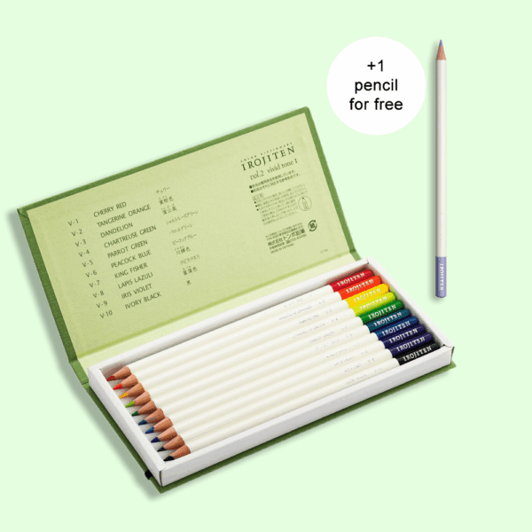 Tombow IROJITEN kleurpotloden set (Vol. 2 / Levendig) – 10 stuks + 1 gratis