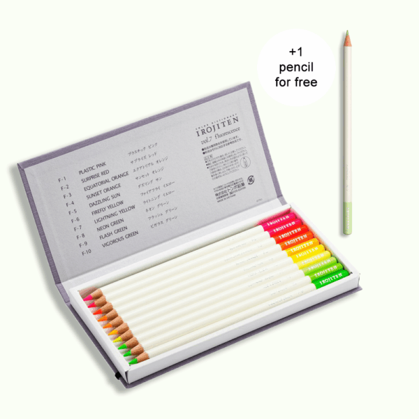 Tombow IROJITEN kleurpotloden set (Vol. 7 / Fluorescence) – 10 stuks + 1 gratis