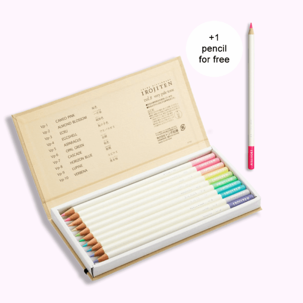 Tombow IROJITEN kleurpotloden set (Vol. 8 / Very Pale Tone) – 10 stuks + 1 gratis