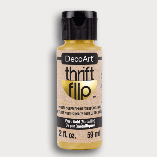 DecoArt Thrift Flip Multi-Surface Verf – Pure Gold (DTFP19), metallic multi-surface verf 59ml fles