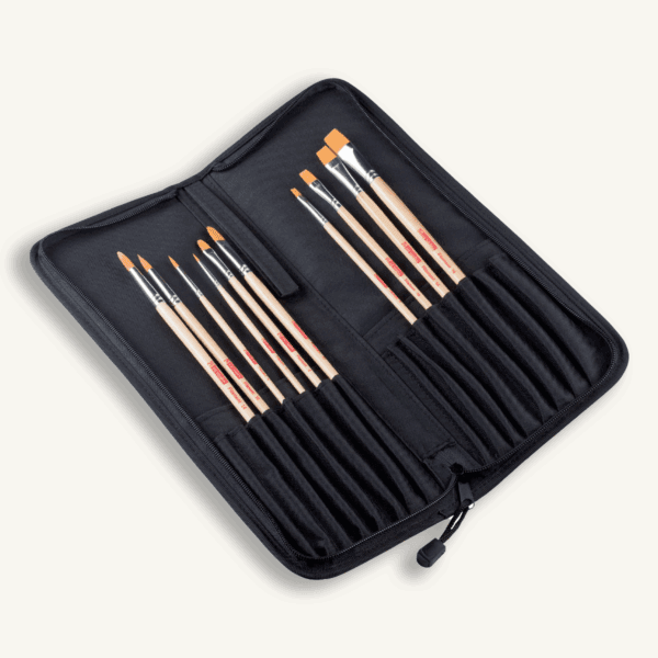 Talens art creation penseelset polyester – 10 stuks met canvas organizer voor olieverf, gouache en acrylverf