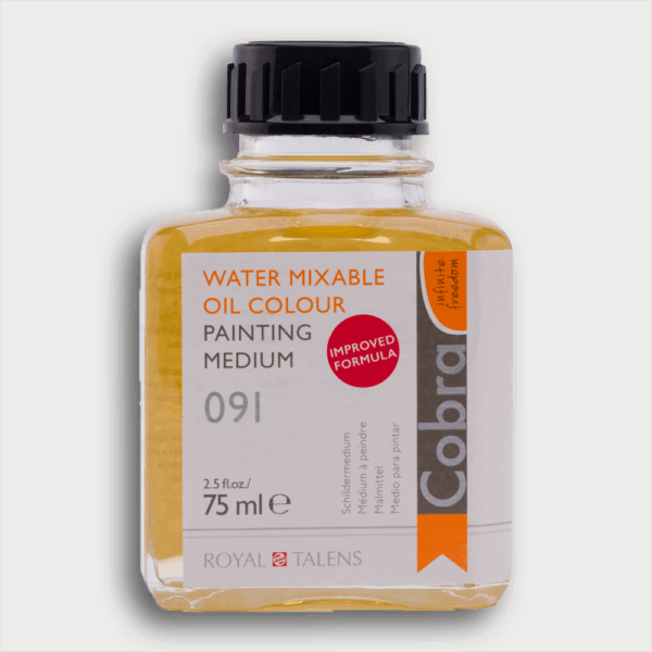 Flesje Cobra 091 Schildermedium – watervermengbaar olieverfmedium van Royal Talens, 75 ml