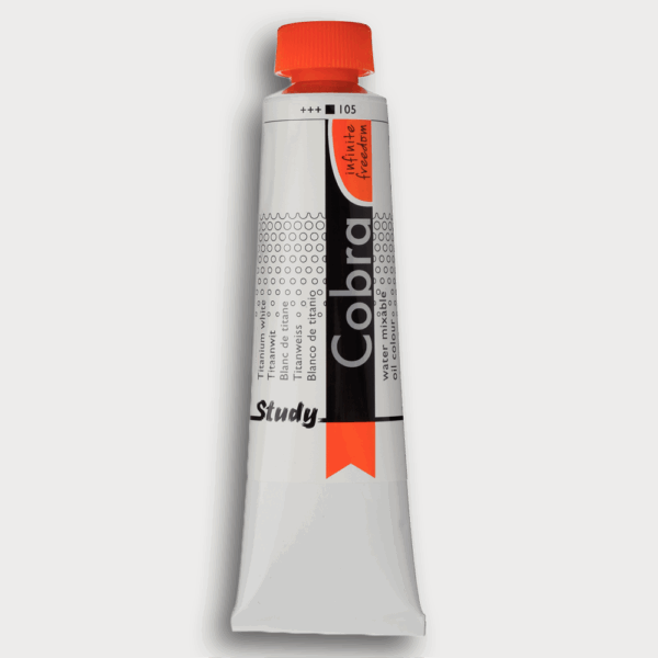 Tube Cobra Study 105 Titaanwit – watervermengbare olieverf van Royal Talens, 40 ml