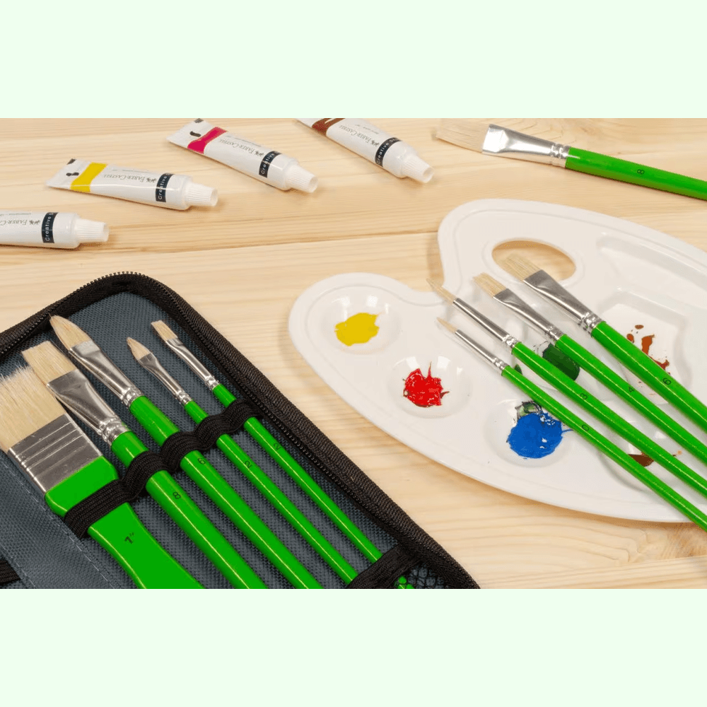 Kangaro Pig Hair Oil Brush Set - 10 Pieces with Canvas Organizer - Image 3