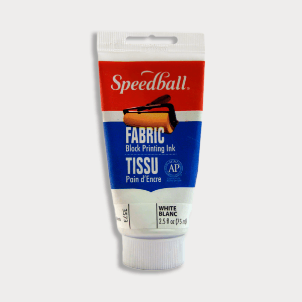 Speedball fabric block printing ink, oil-based, 75ml – for lino printing and block printing on fabric - White