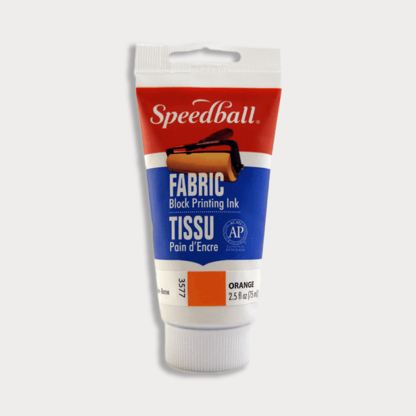 Speedball fabric block printing ink, oil-based, 75ml – for lino printing and block printing on fabric - Orange