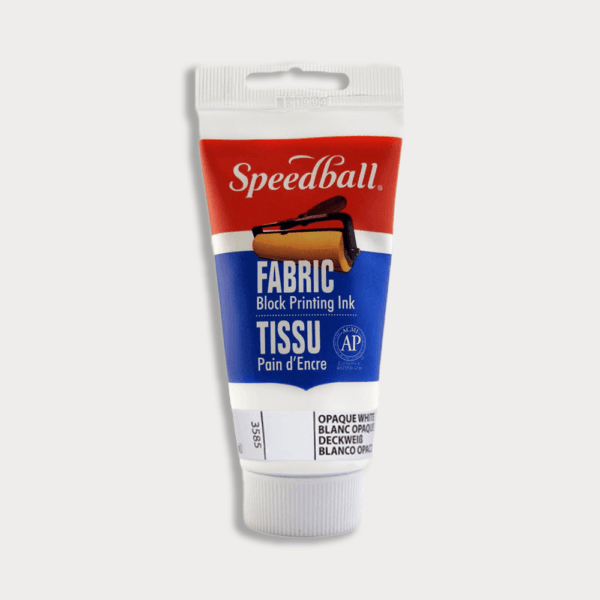 Speedball fabric block printing ink, oil-based, 75ml – for lino printing and block printing on fabric - Opaque White