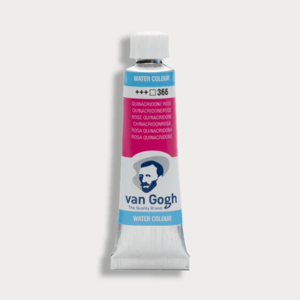 Van Gogh aquarelverf Quinacridoneroze 366 in 10 ml Tube, een intens heldere en transparante paarsroze tint.