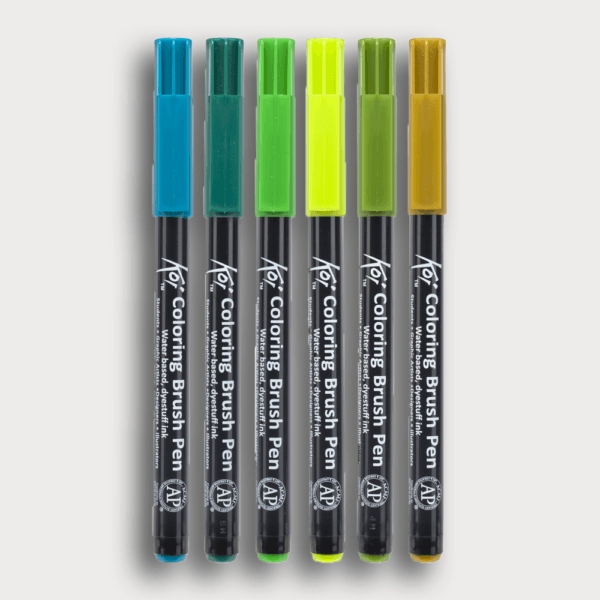 Alternative view of Sakura Koi Coloring Brush Pen Set – Botanical (6 kleuren)