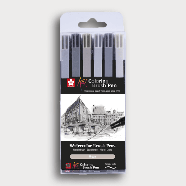 Sakura Koi Coloring Brush Pen Set urban 6 kleuren