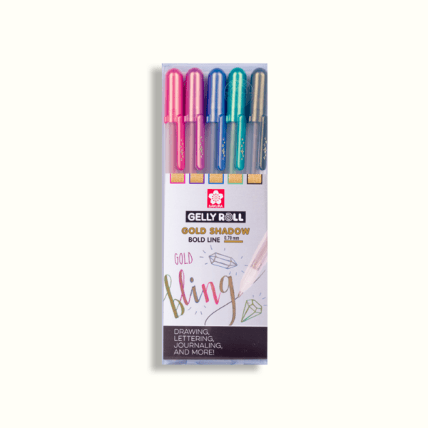 Sakura Gelly Roll Gold shadow gelpennen set à 5 kleuren - puntdikte 0.70mm