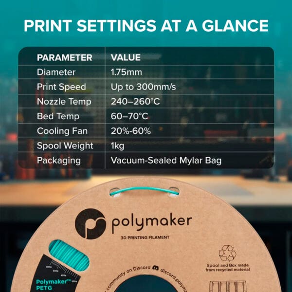 Polymaker PETG filament print settings
